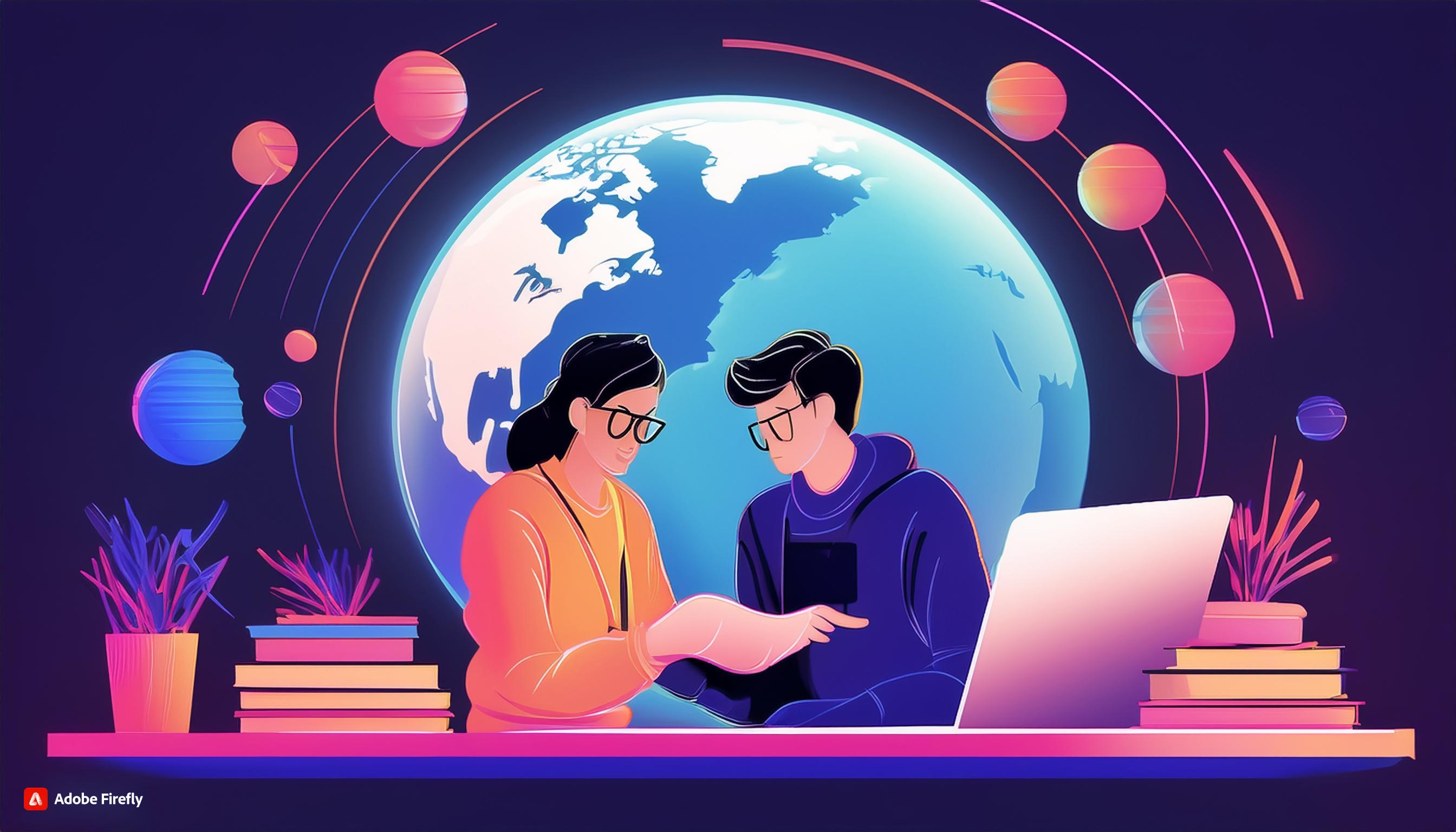 Online tutoring session for NTS NAT preparation, featuring a tutor and student with educational materials in a futuristic workspace.